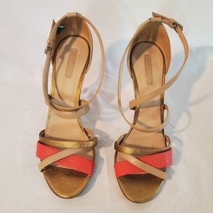 Longchamp Women's Size 41/ 10.5 Leather Multicolor Strappy Stiletto Heels
